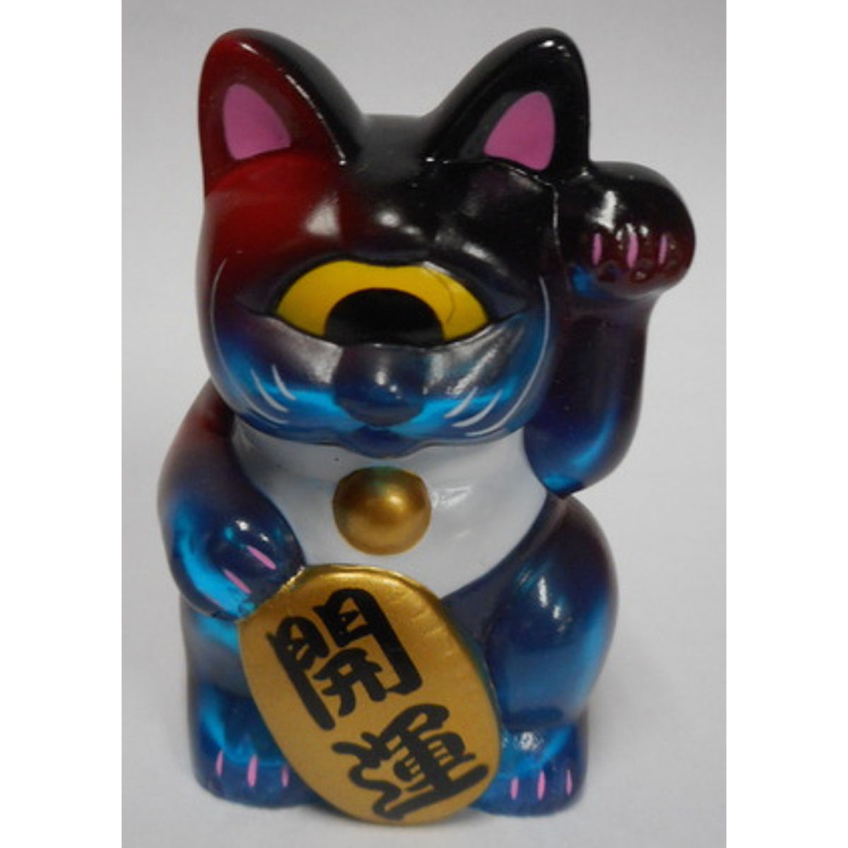 Fortune Cat Baby ( Clear Blue molding / red and black )