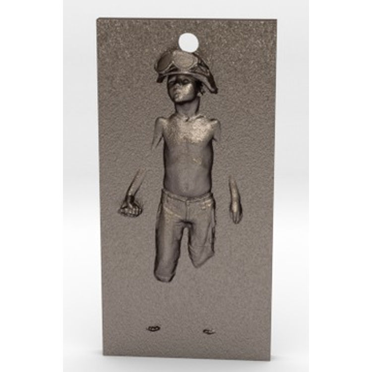 Boy Soldier Panel Pendant ( Bronze-infused stainless steel with visible print lines and rough feel ) by Schoony