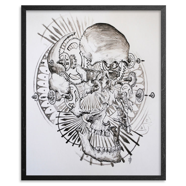 Exploded Skull and Components - Original Artwork by Beau Stanton