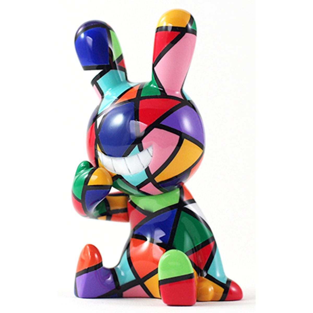 BLACK RABBIT SITTING - stained glass