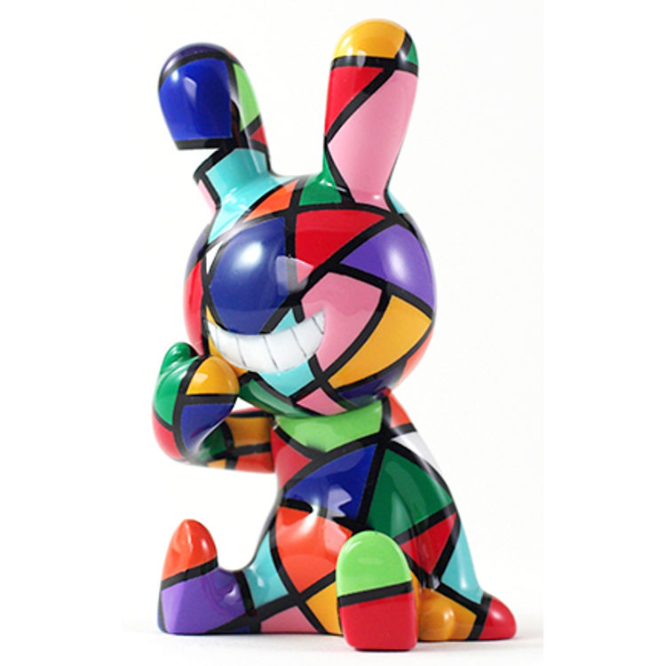 BLACK RABBIT SITTING - stained glass by Tadayuki Iwa (Black Rabbit)