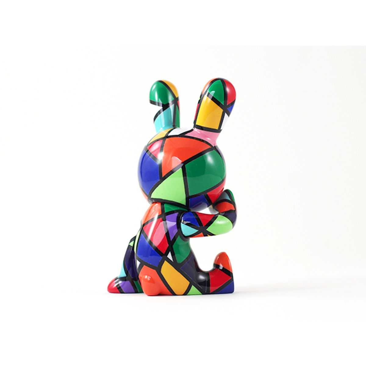 BLACK RABBIT SITTING - stained glass