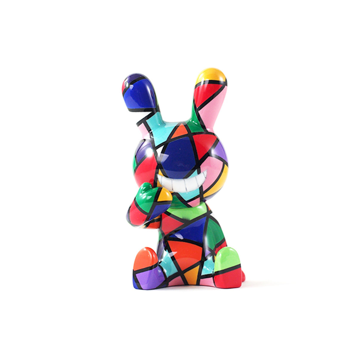 BLACK RABBIT SITTING - stained glass