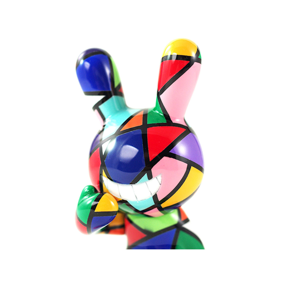 BLACK RABBIT SITTING - stained glass