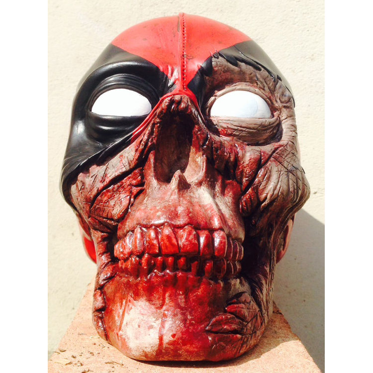 Zombie Deadpool - Custom Skull Moneybox by Adam Whitnall