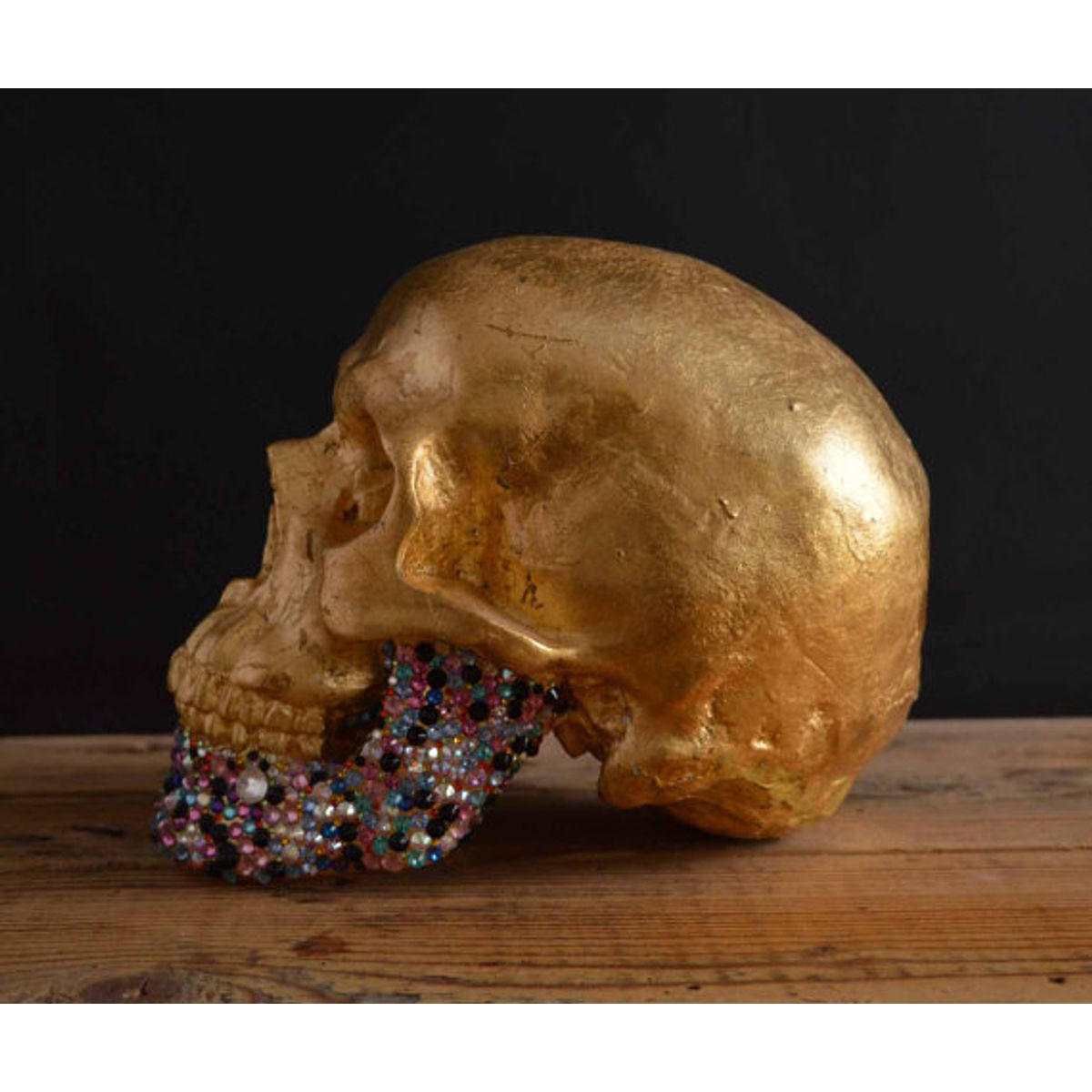 GOLD LEAF AND SWAROVSKI CRYSTAL SKULL