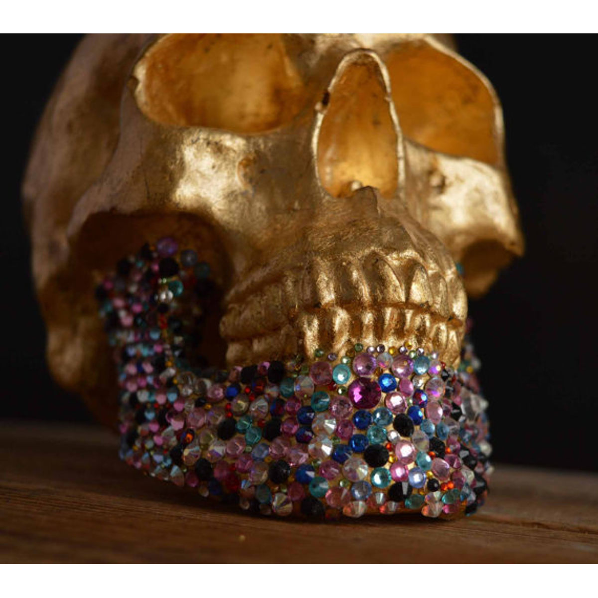 GOLD LEAF AND SWAROVSKI CRYSTAL SKULL