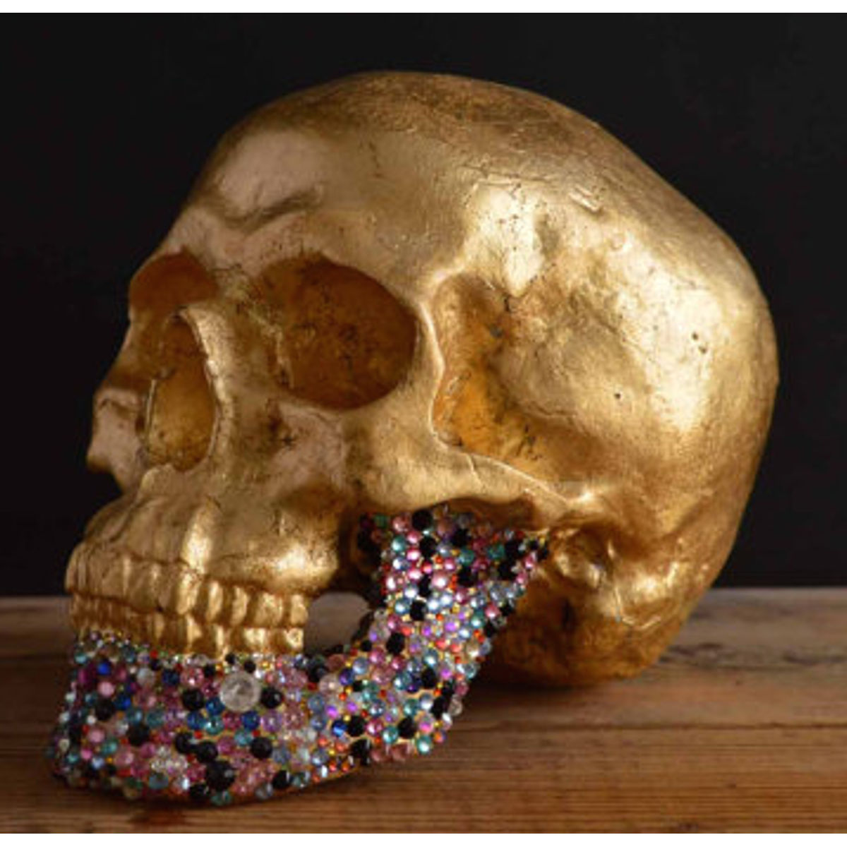 GOLD LEAF AND SWAROVSKI CRYSTAL SKULL