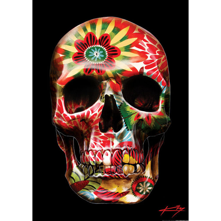RETRO FLORAL SKULL PRINT by Gerrard King
