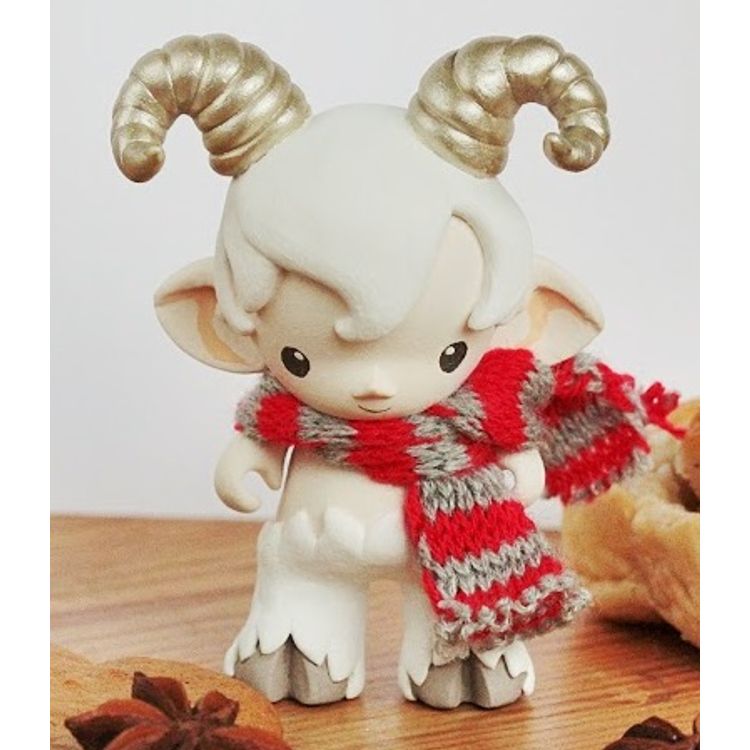 faun in white - golden crooked horns by Mijbil Teko (Silvia Minucelli)