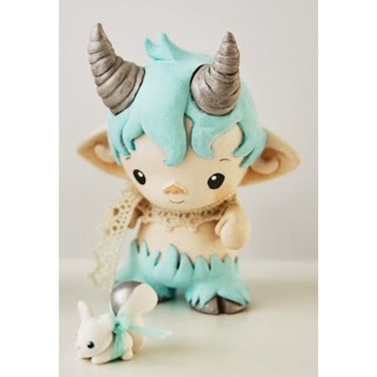 faun in turquoise and tiny squirrel by Mijbil Teko (Silvia Minucelli)