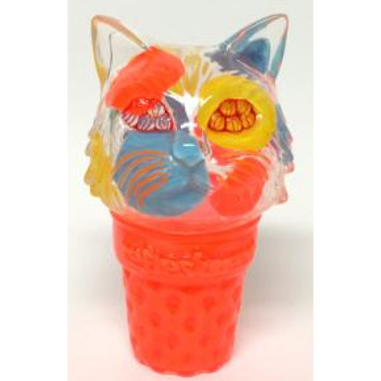 MANY EYES CAT ICECREAM orange paint by Aya Takeuchi