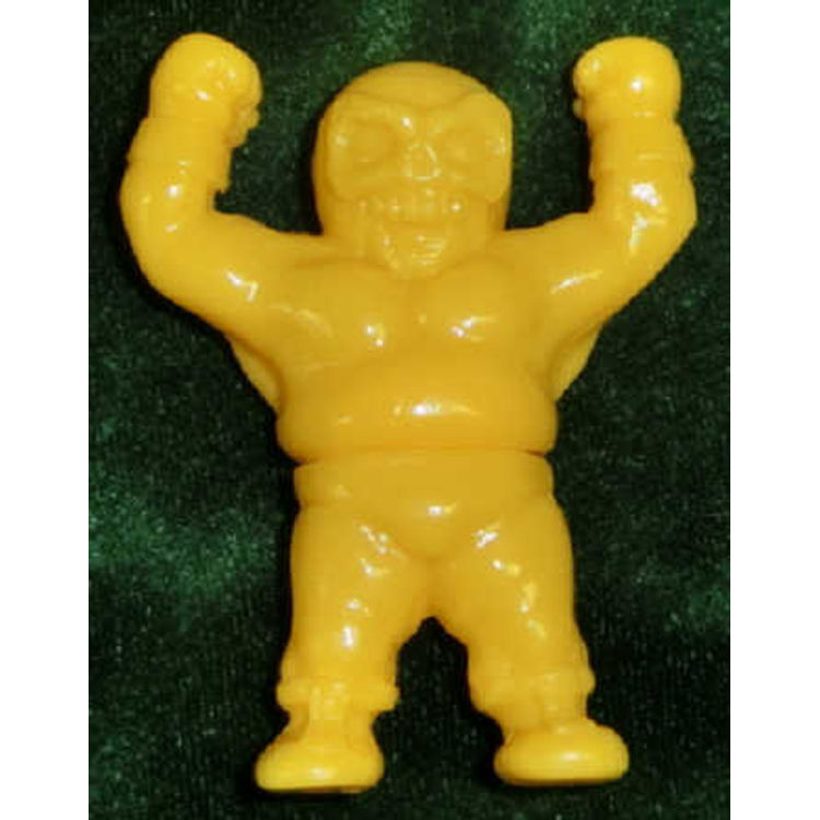 Oneup wrestler mini Soft Vinyl Cementerio! Series yellow molded skull face by One-up