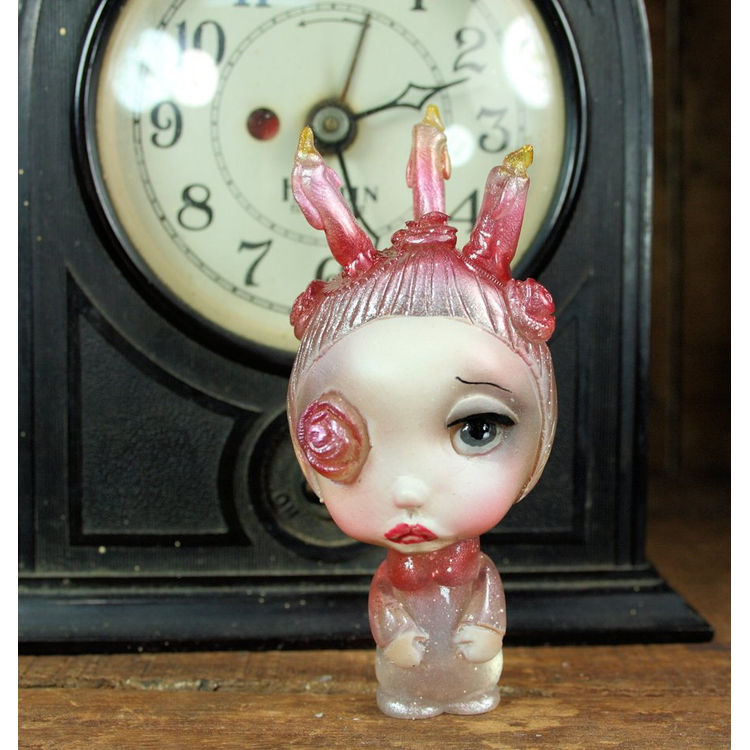 Dreamy Pink & Red Candle Girl by Michele Lynch