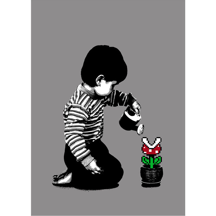 8-Bit Gardening - Grey by BOT Stencil