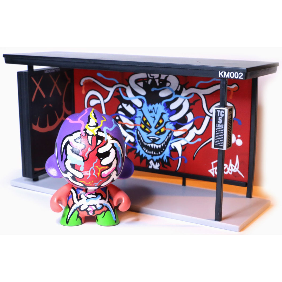 Custom Kidrobot Monsta Foomi & Original Painted Kaws Bus Stop
