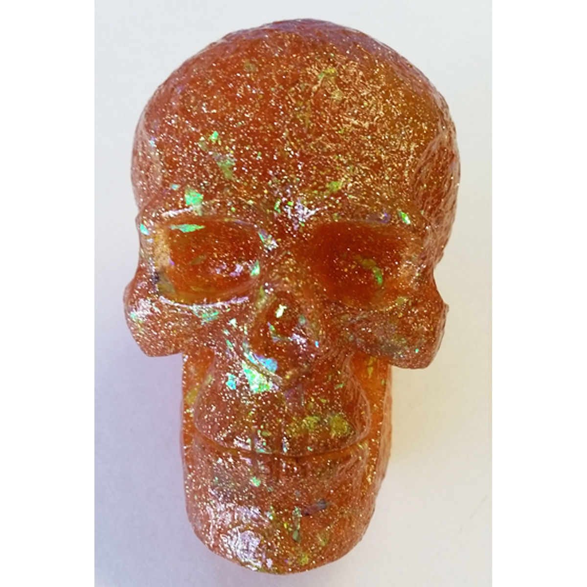 Kings Of Atlantis Resin Skull / Vengeance King / Sparkly Orange Clear Tint