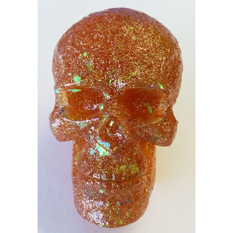 Kings Of Atlantis Resin Skull / Vengeance King / Sparkly Orange Clear Tint by Eric Nocella Diaz