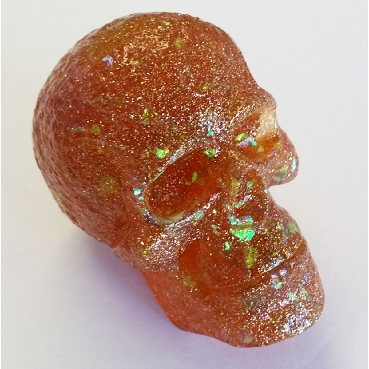Kings Of Atlantis Resin Skull / Vengeance King / Sparkly Orange Clear Tint
