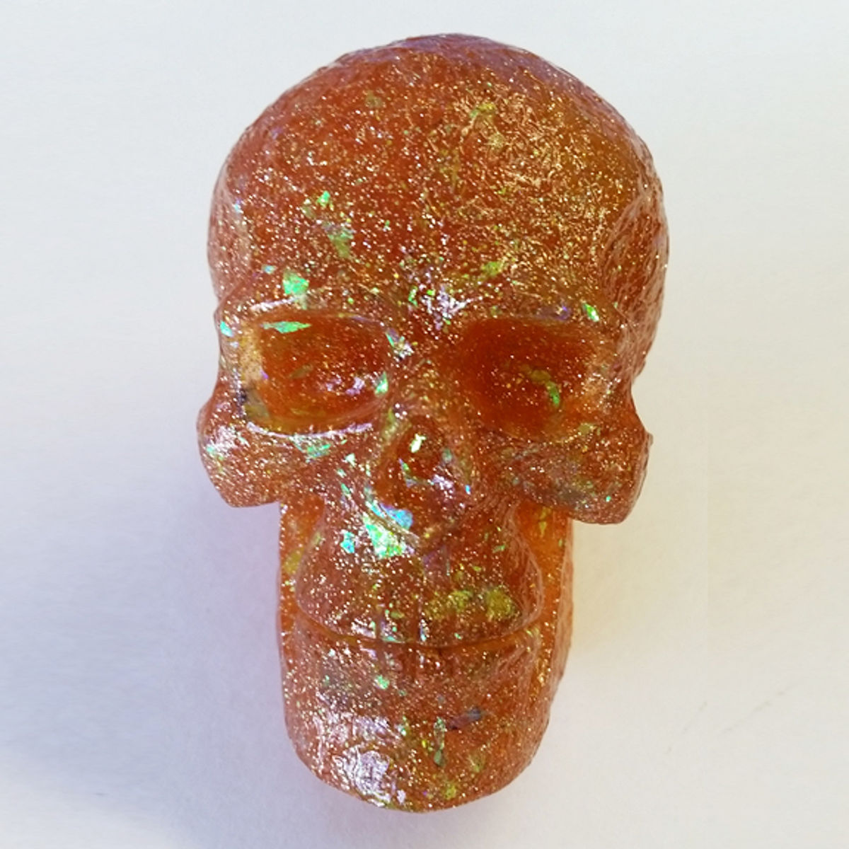 Kings Of Atlantis Resin Skull / Vengeance King / Sparkly Orange Clear Tint