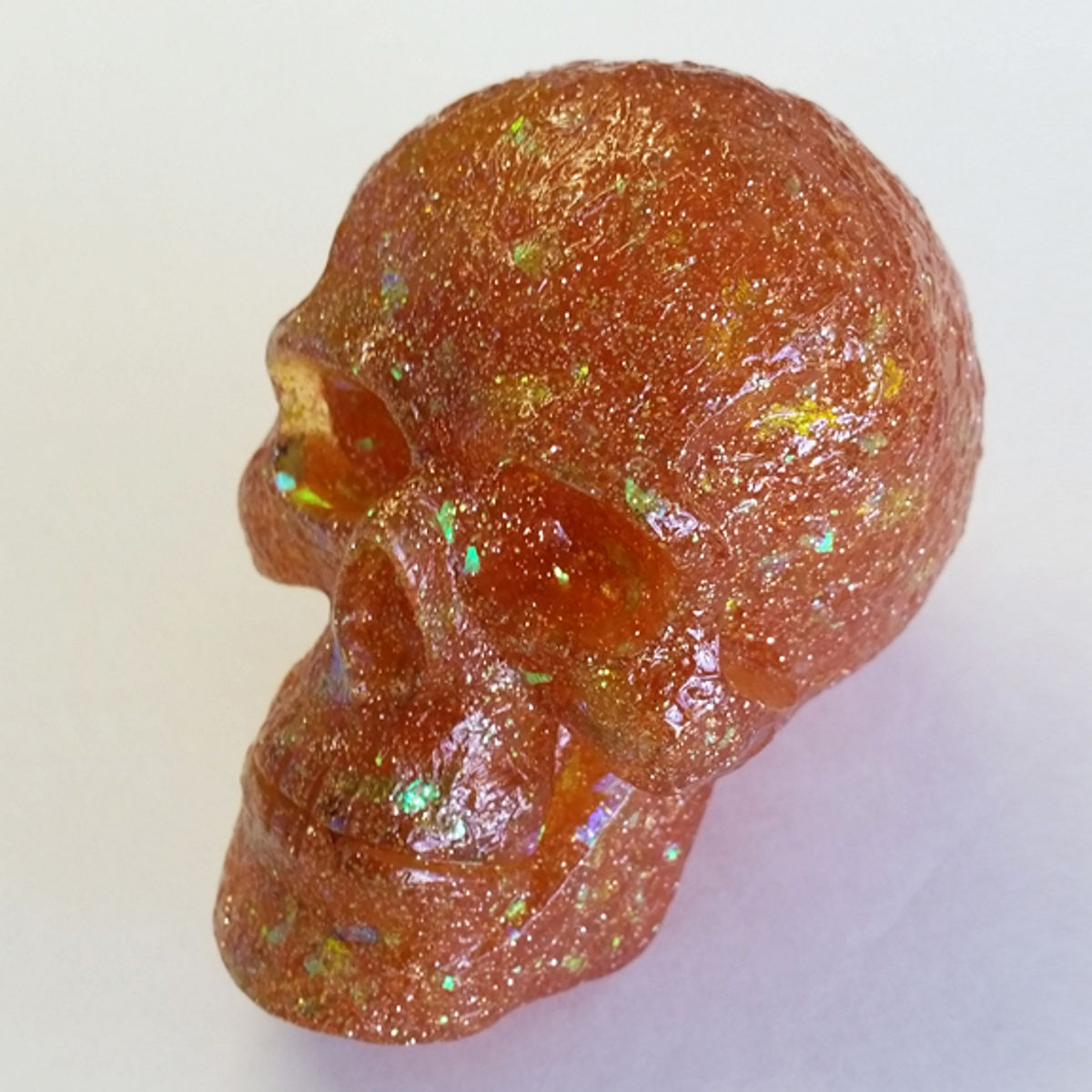 Kings Of Atlantis Resin Skull / Vengeance King / Sparkly Orange Clear Tint