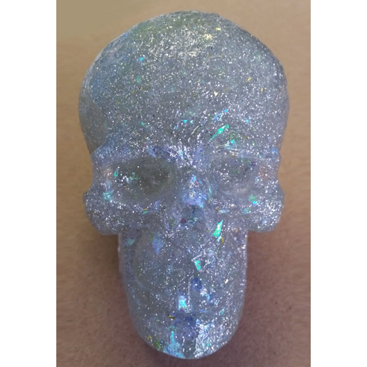 Kings Of Atlantis Resin Skull / Peace King / Sparkly Clear Tint