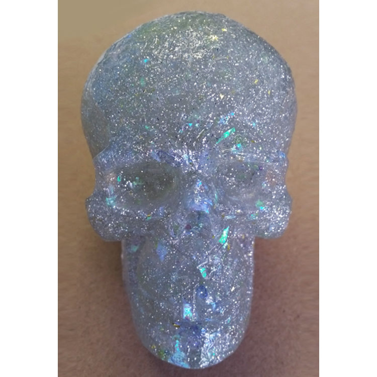 Kings Of Atlantis Resin Skull / Peace King / Sparkly Clear Tint by Eric Nocella Diaz