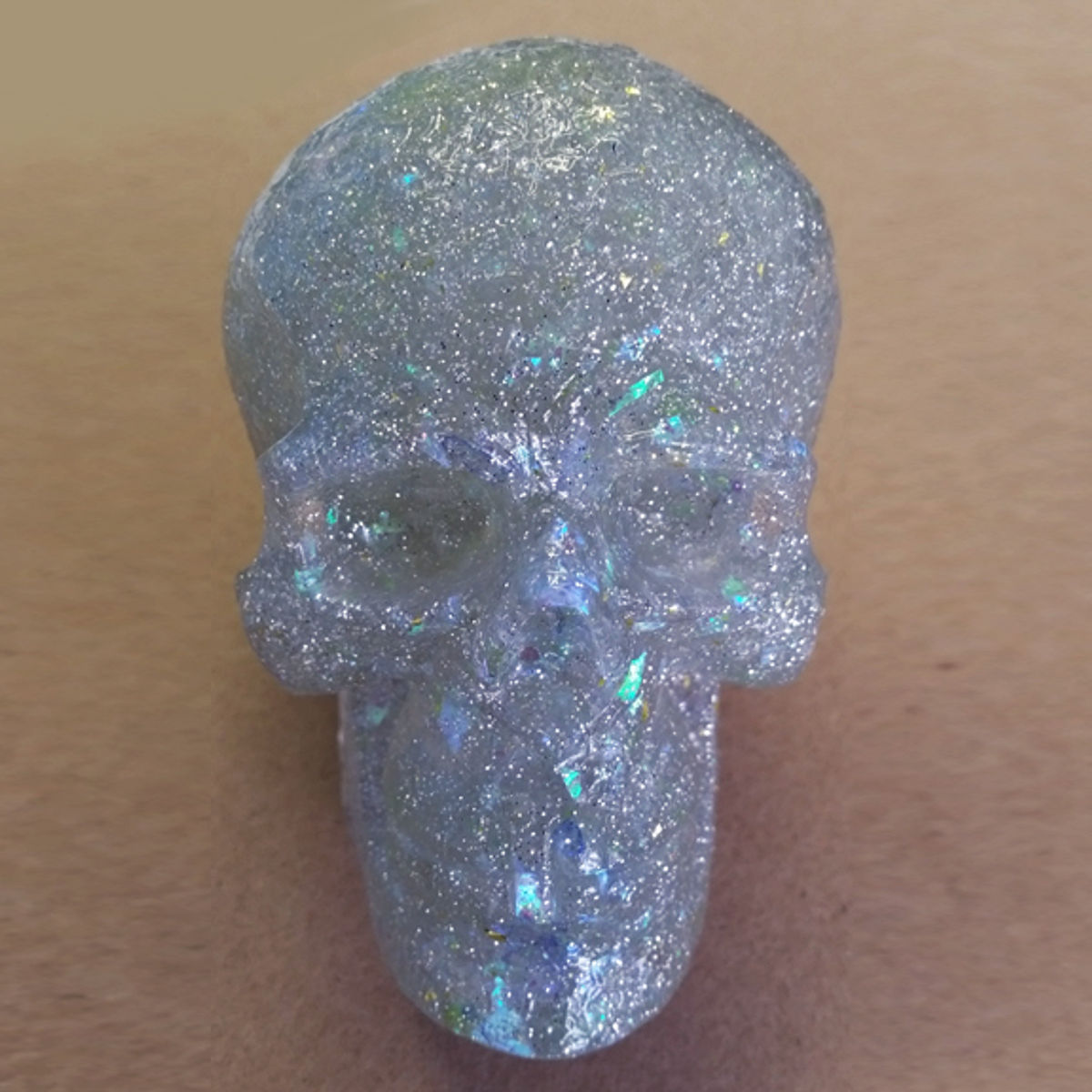 Kings Of Atlantis Resin Skull / Peace King / Sparkly Clear Tint