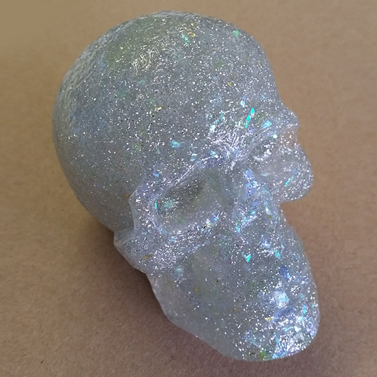 Kings Of Atlantis Resin Skull / Peace King / Sparkly Clear Tint