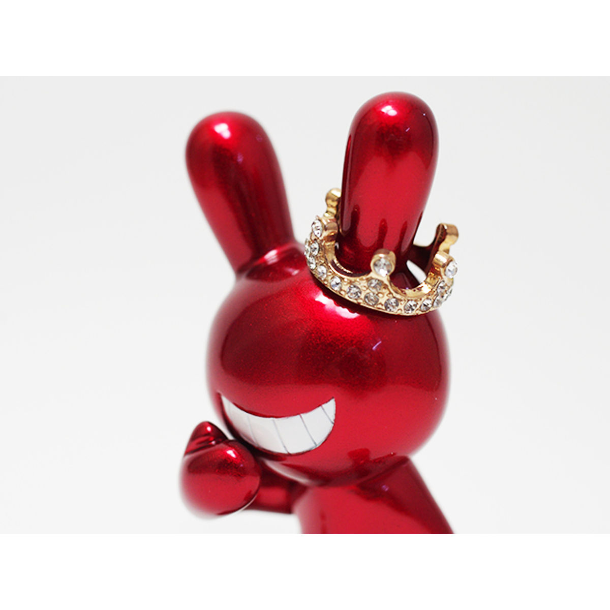 BLACK RABBiT Sitting + crown Candy Red