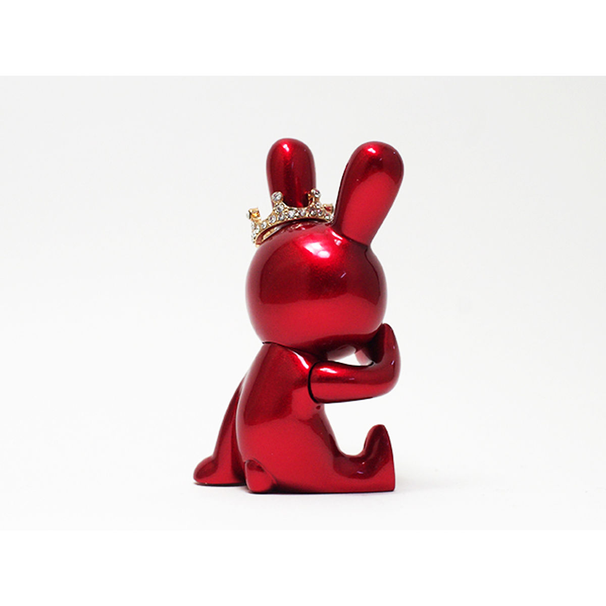 BLACK RABBiT Sitting + crown Candy Red