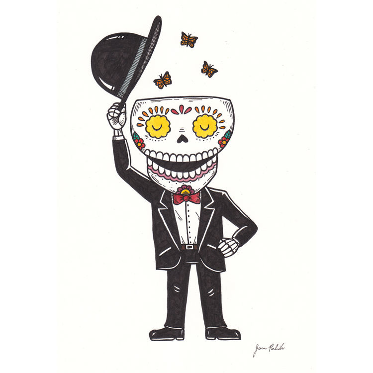 Butterfly Hat Calavera by Jose Pulido