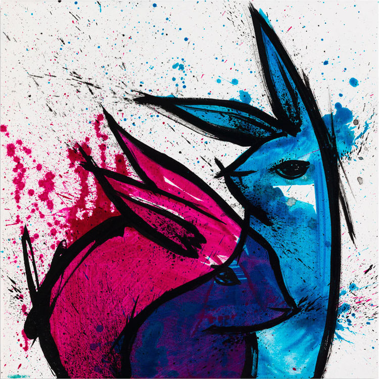 Pink Blue Bunny - Original Painting by Max Neutra