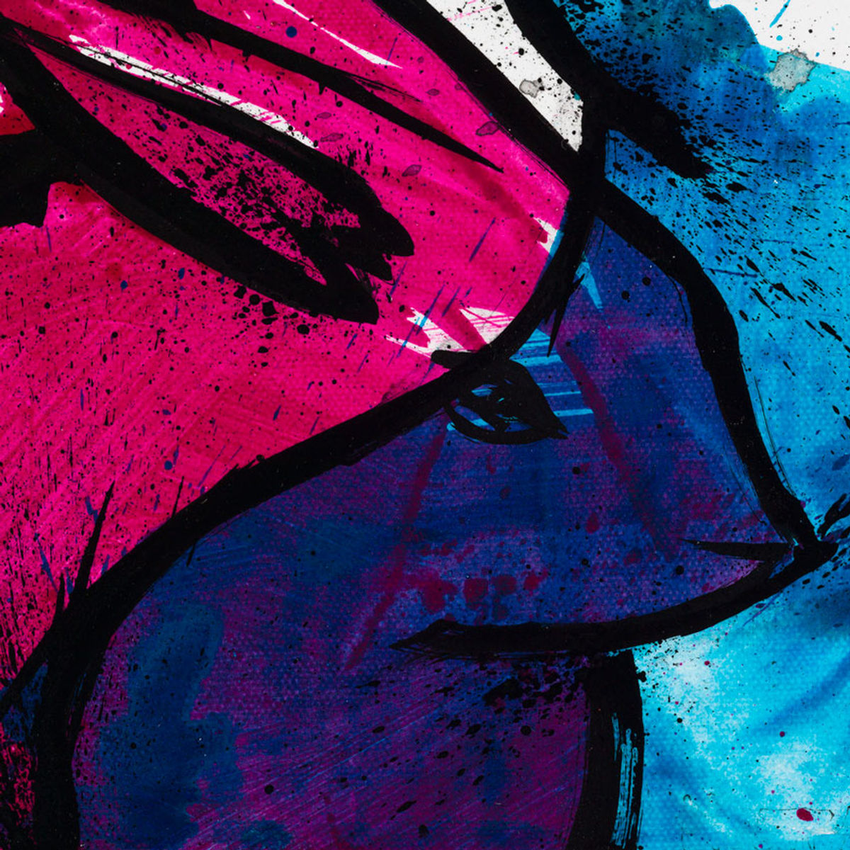 Pink Blue Bunny - Original Painting