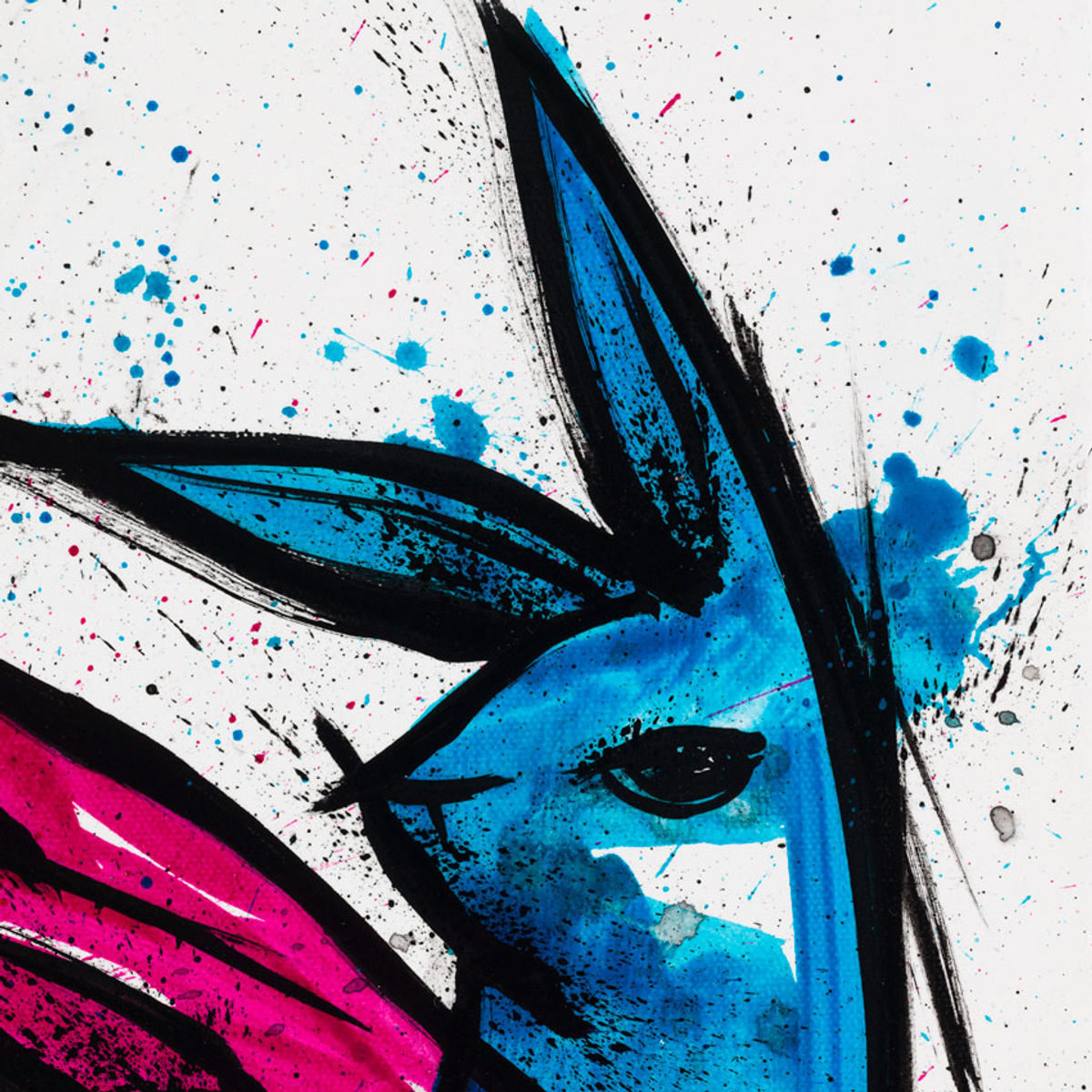 Pink Blue Bunny - Original Painting