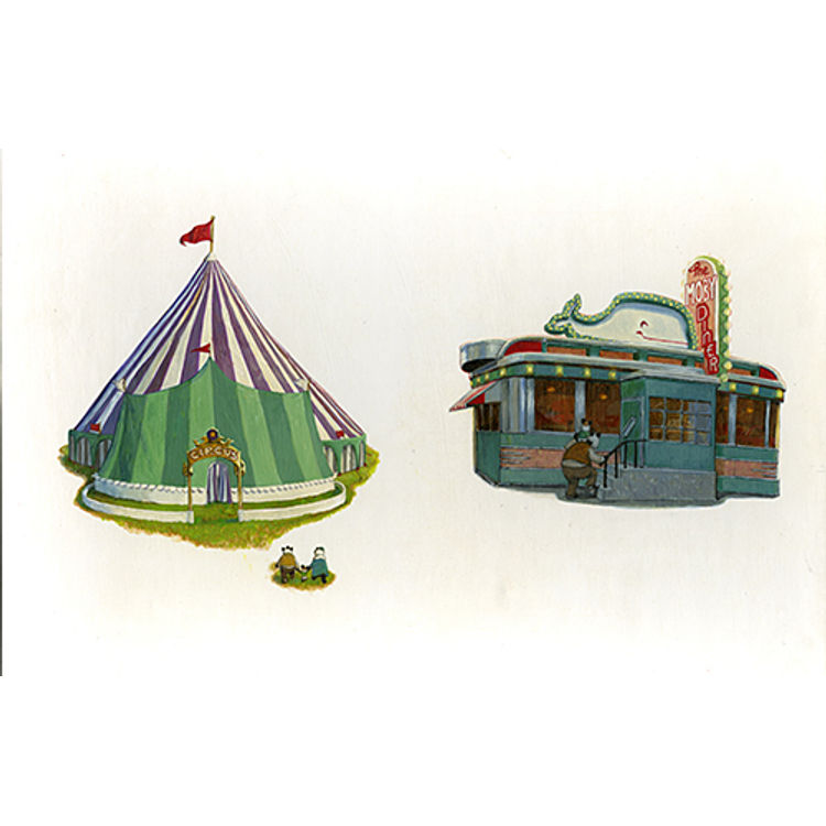 CIRCUS AND DINER (CHU'S DAY PG 11 & 17) UNFRAMED by Adam Rex