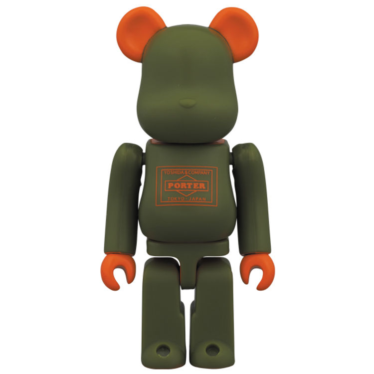 BE@RBRICK 100% - PORTER STAND 1st Anniversary (sage green × rescue orange) by Medicom