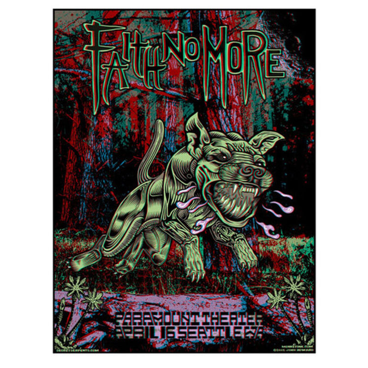 FAITH NO MORE - Seattle 2015 (3D poster w/glasses) by Monkeyink (John Howard)