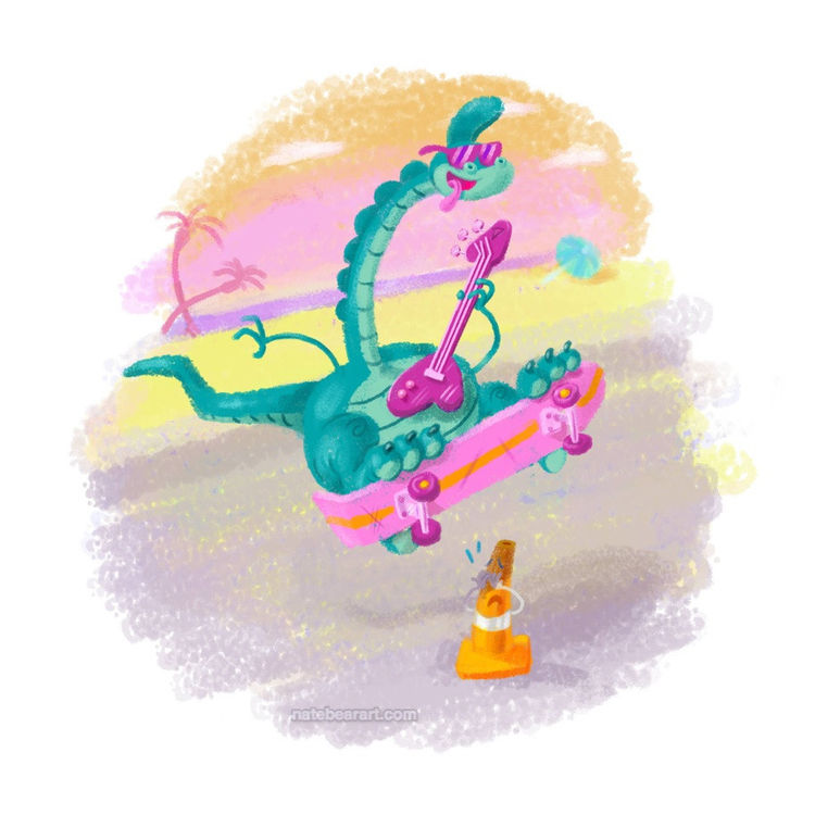 One Rad Dino! - Print by Nate Bear