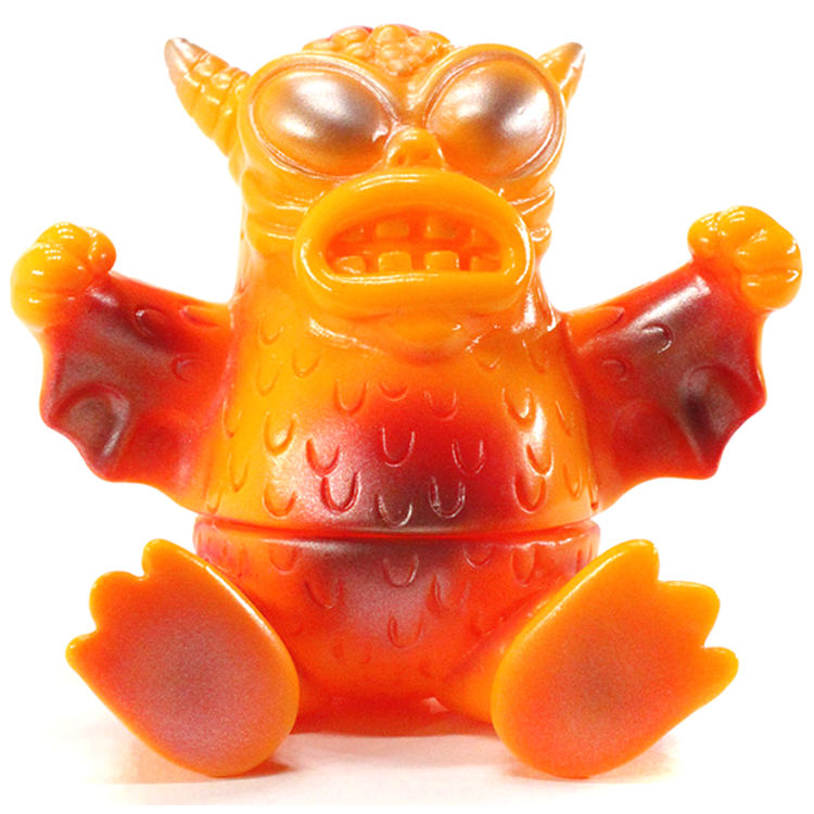 Sitting Mini Greasebat (Orange & Red) by Monster Worship (Chad Rugola)