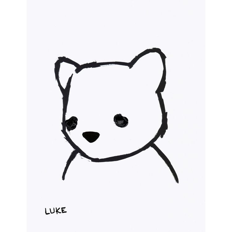Luke Chueh Hand-Embellished Bear-Face Print ( Black Eyes ) by Luke Chueh