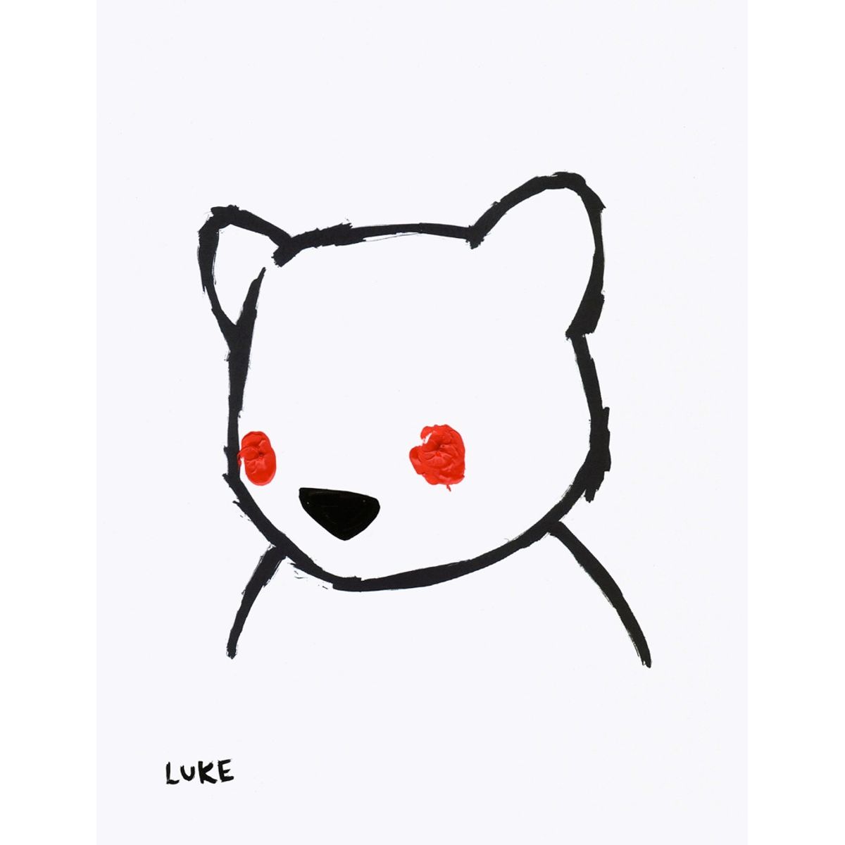 Luke Chueh Hand-Embellished Bear-Face Print ( Red Eyes )