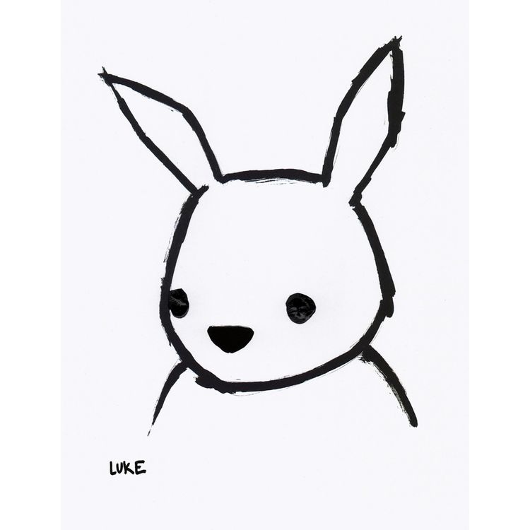 Luke Chueh Hand-Embellished Bunny-Face Print ( Black Eyes ) by Luke Chueh