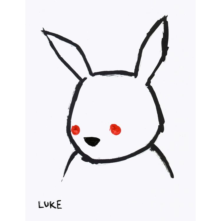 Luke Chueh Hand-Embellished Bunny-Face Print ( Red Eyes ) by Luke Chueh