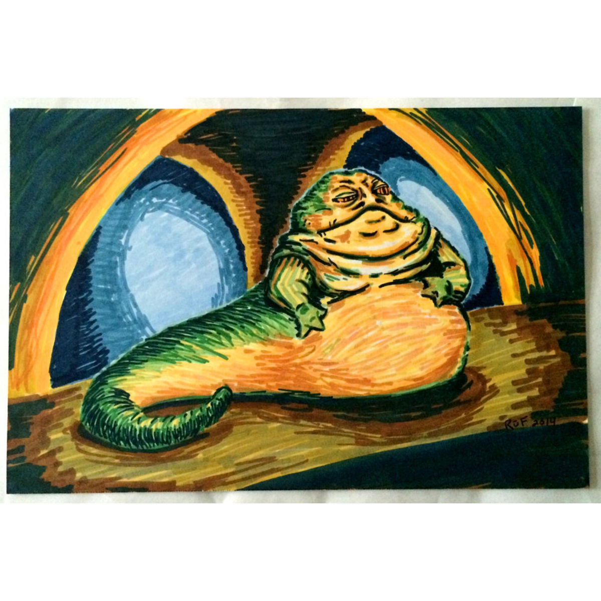 "The Hutt at Home" original marker drawing