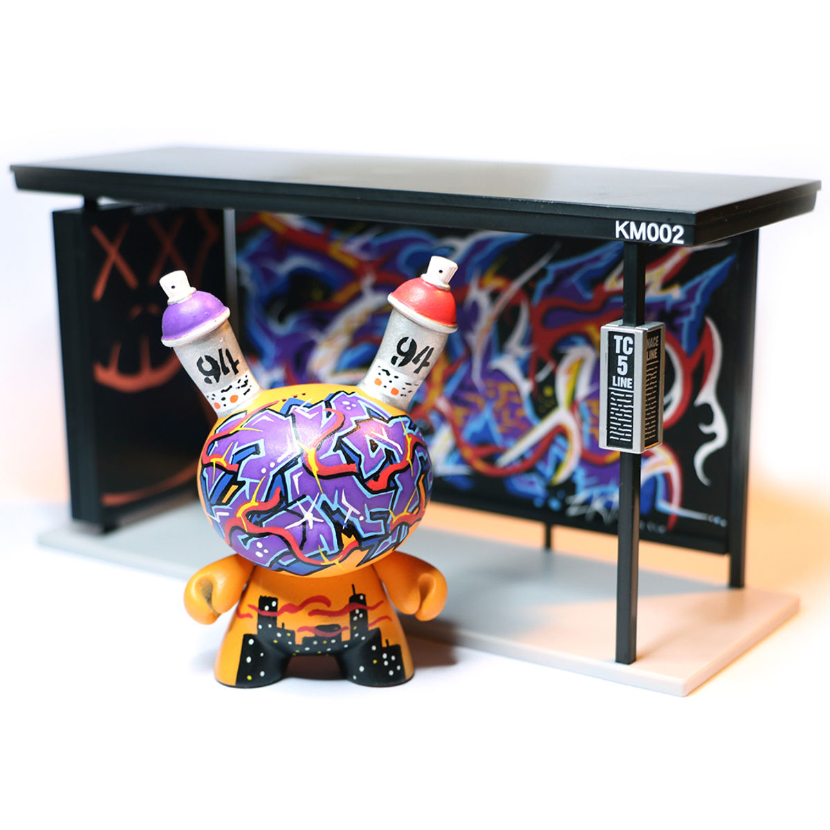 MTN94 All city Wild Storm Custom set Kidrobot Dunny & Original Painted Kaws Bus Stop