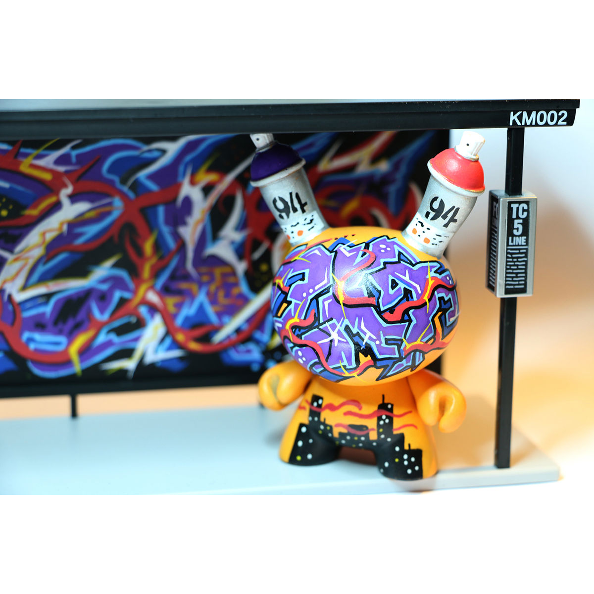 MTN94 All city Wild Storm Custom set Kidrobot Dunny & Original Painted Kaws Bus Stop