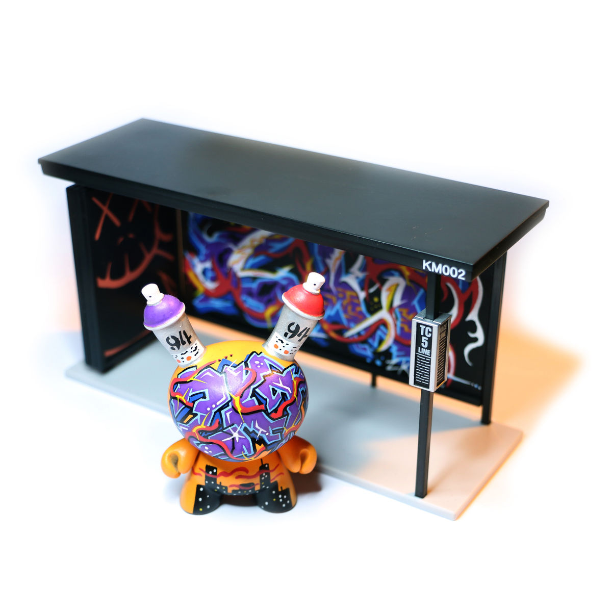 MTN94 All city Wild Storm Custom set Kidrobot Dunny & Original Painted Kaws Bus Stop