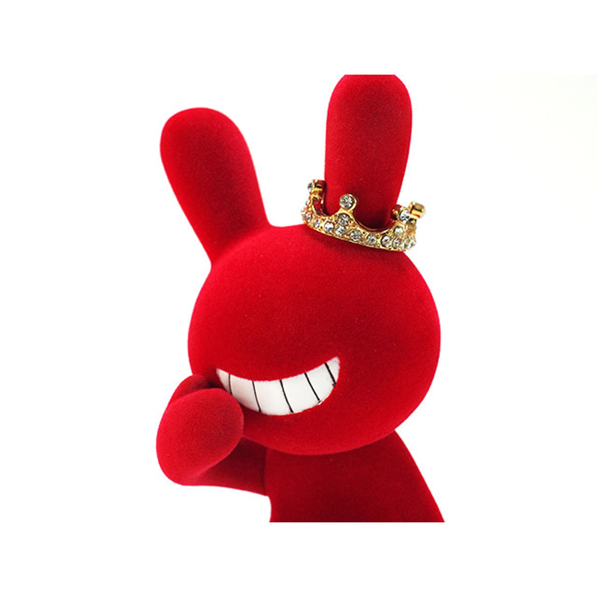 BLACK RABBIT SITTING ( Large ) - Flocked Ver. - wine red w/ crown
