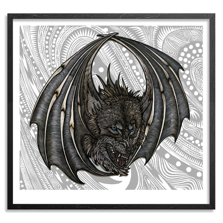 Wolfbat - Hand-Embellished Prints by Dennis McNett